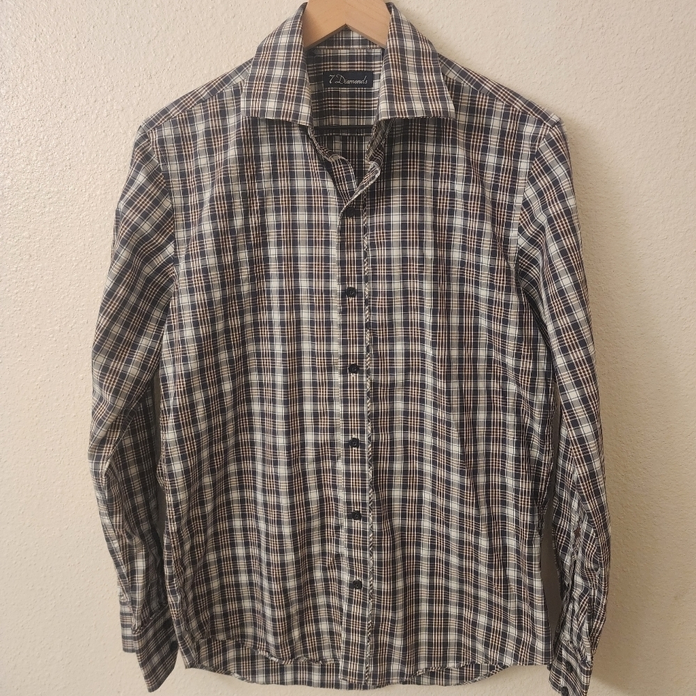 7 Diamonds Plaid Button-down Shirt Mens sz Small